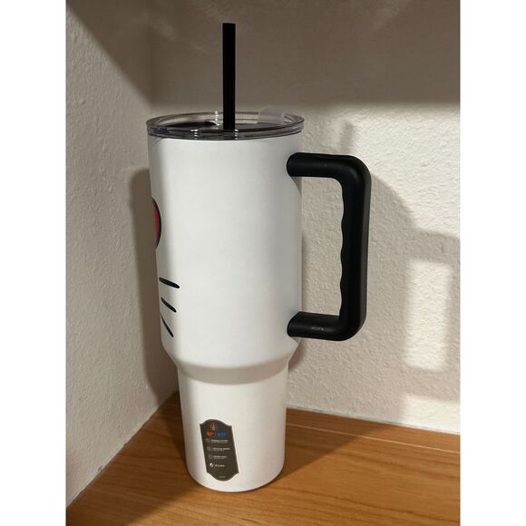 Hello Kitty White Stainless Steel Travel Tumbler - with Red Ribbon 40oz NWT - Picture 2 of 5